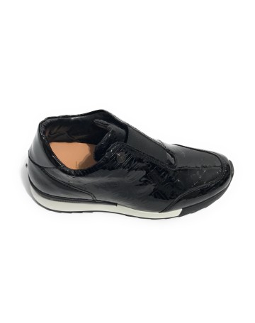 SCARPE DONNA SNEAKER SCAMICIATA LOVE MOSCHINO PU LAMINATO NERO EMBOSSED D18MO16
